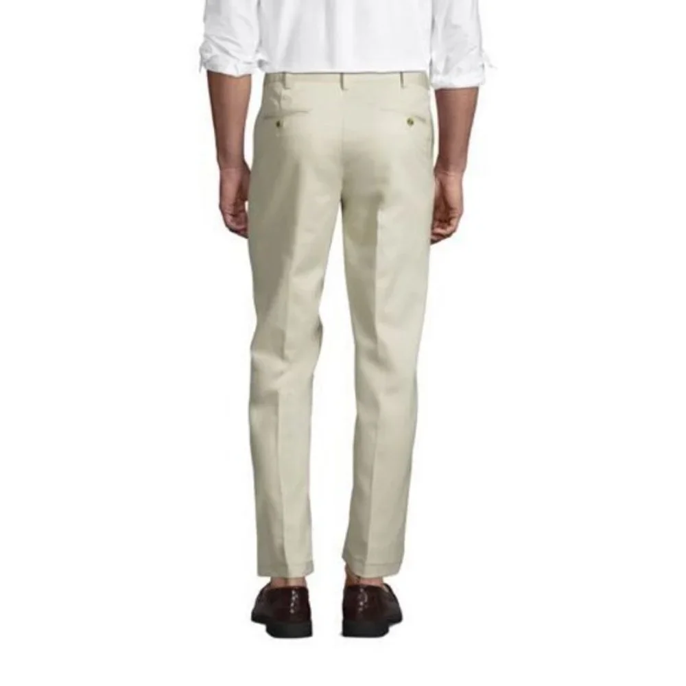 NWT LANDS' END MEN'S COMFORT WAIST CHINO PANTS CHARCOAL (GRAY) 42X29‎